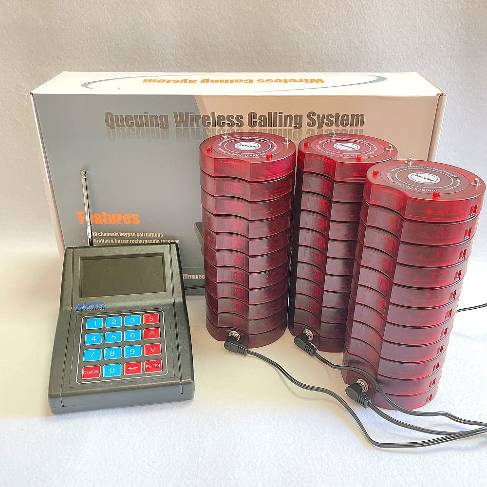 30 Coaster Pagers + 1 Keypad Wireless Paging System for Restaurants, Churches & Offices – Efficient Guest & Waiter Communication for Busy Dining, Events & Food Trucks