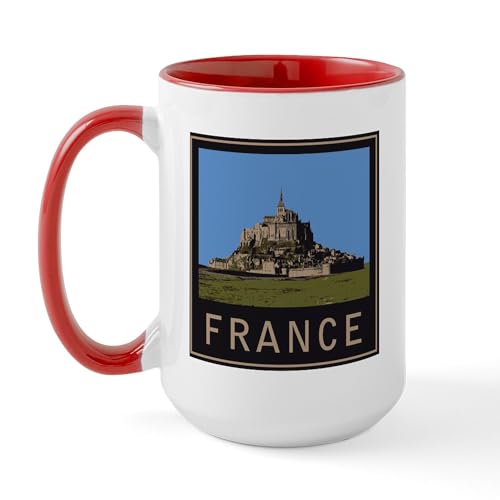 White/Red Inside - France Mont St. Michel Large Mug