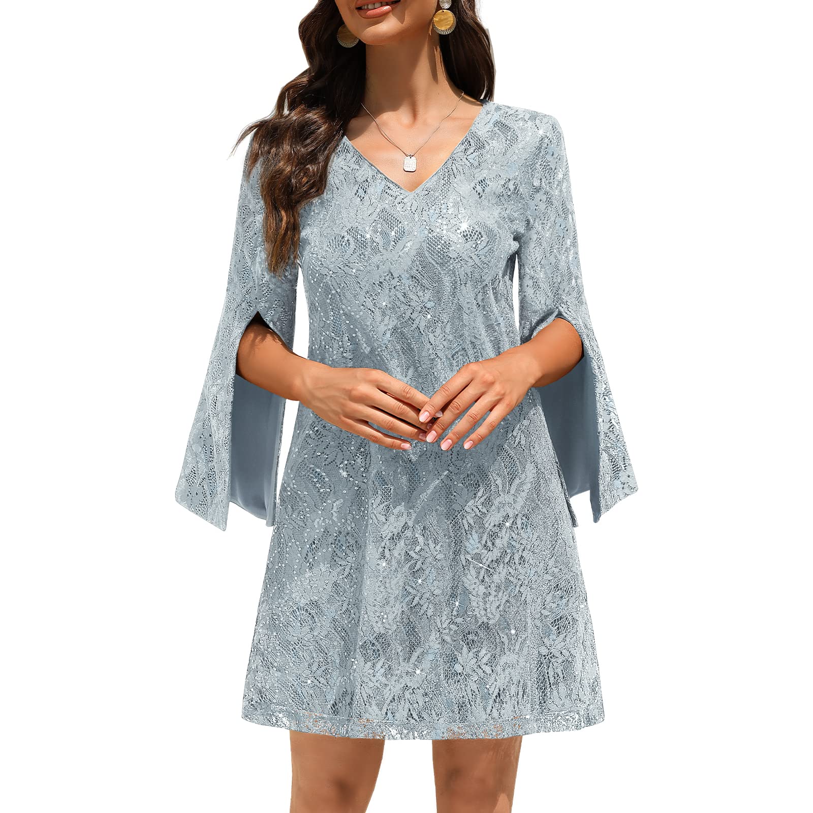 Elegant Women's Lace Sequin Cocktail Dress for Wedding Guest, Prom & Formal Events - Perfect for Parties, Evening Gala & Special Occasions