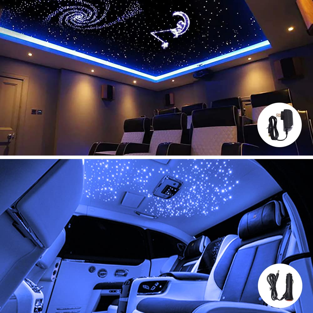 16W Fiber Optic Star Ceiling Light Kit - 360pcs 0.03in 9.8ft Bluetooth RGBW LED Fiber Optic Lights with APP/Remote Control & Sound Activation | Perfect for Car Headliner, Home Theater, Bedroom & Party Decoration