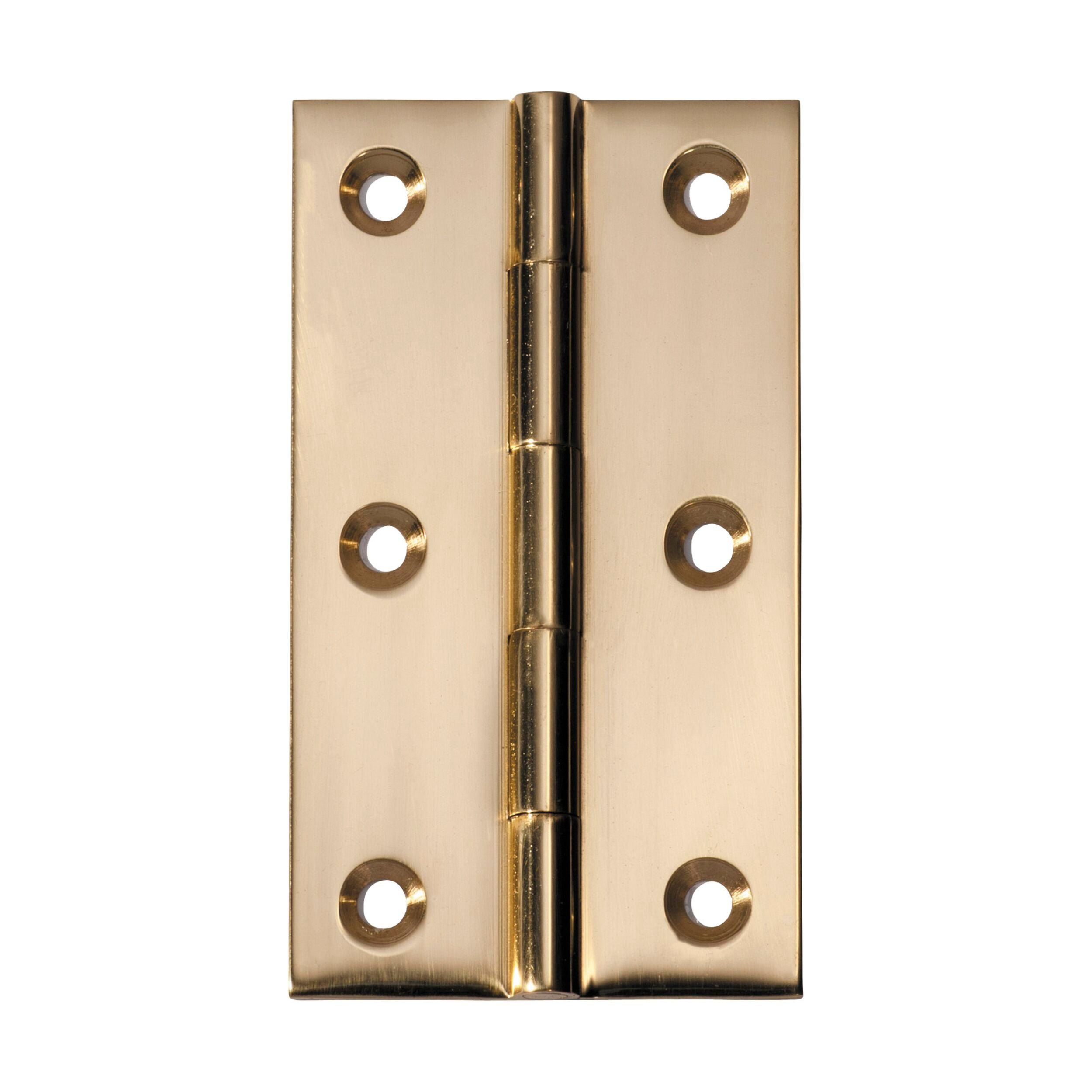 2470 Hinge Fixed Pin Polished Brass H89xW50mm - Heavy Duty Cabinet Door Hinges for Kitchen, Bathroom & Furniture Hardware Installation