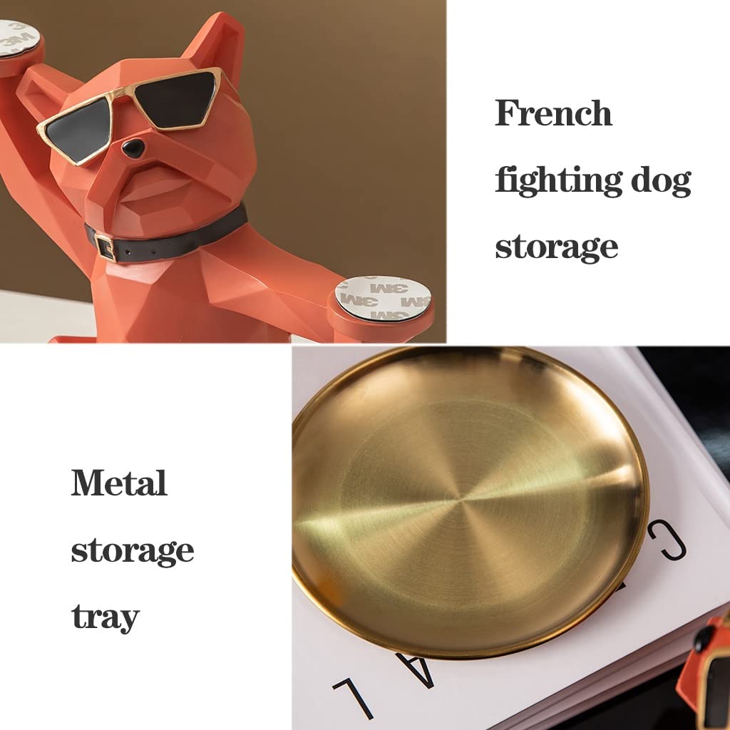 Black Resin Bulldog Statue Key Holder & Phone Tray - Multifunctional Entryway Organizer, Office Desk Decor, Animal Sculpture Storage Basket for Keys, Coins & Small Essentials | Perfect for Home, Office & Gift Giving