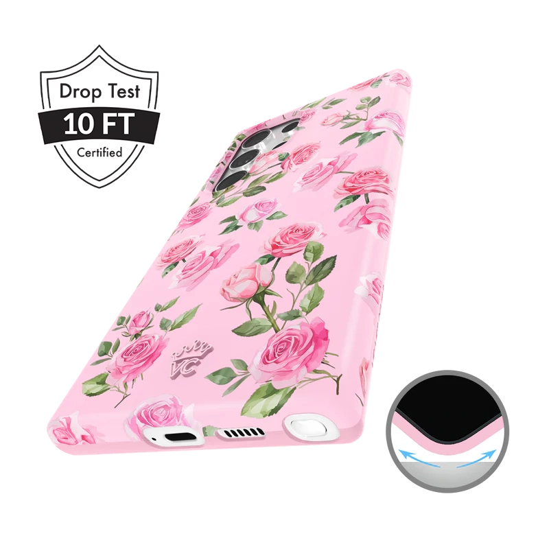 Pink Rose Floral Samsung Phone Case - Cute Protective Cover for Samsung Galaxy [Model] - Perfect Gift for Women, Girls, Teens - Ideal for Everyday Use, Birthday, Valentine's Day