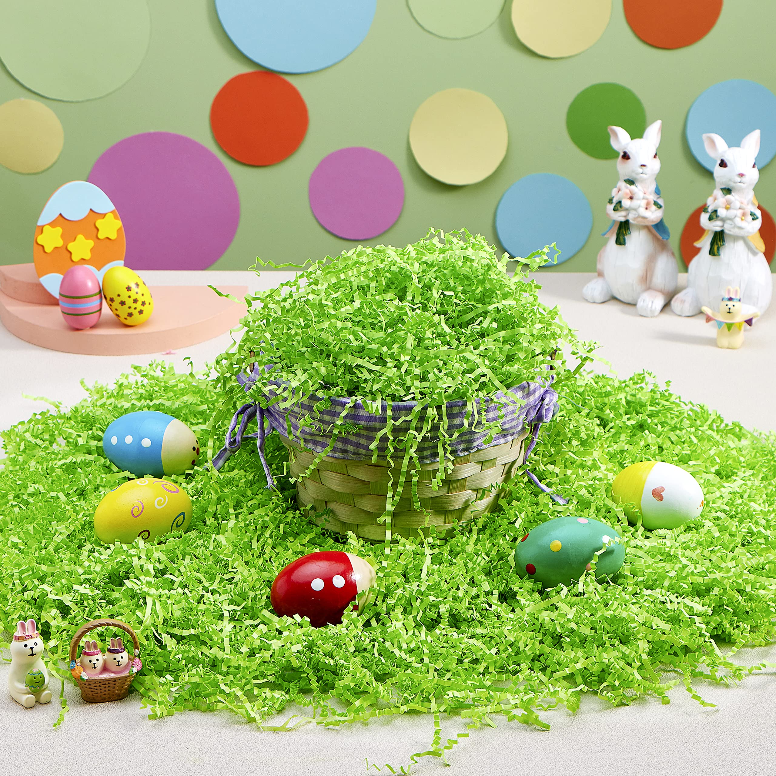 JOYIN 12 oz Light Green Easter Grass Paper Shred - Basket Filler, Gift Wrapping Supplies, Easter Party Decorations, Egg Hunt Accessories - Perfect for Spring Celebrations, Classroom Activities & DIY Crafts