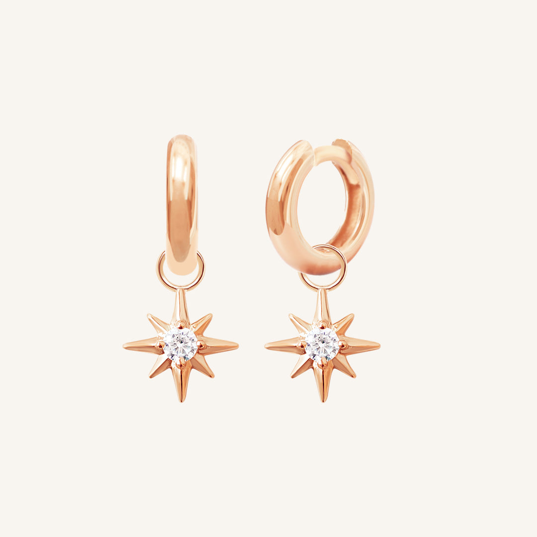 Contentment Star Plain Hoops - Minimalist Sterling Silver Earrings for Women | Everyday Wear, Gift Giving & Special Occasions