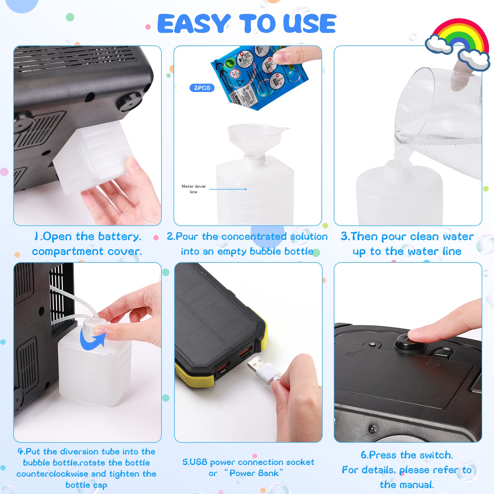 SHCKE Automatic Bubble Machine - Upgraded Bubble Blower with Dual Fans, 20000+ Bubbles Per Minute | Portable Bubble Maker for Kids (Battery & Plugin Powered) | Perfect for Summer Outdoor Parties, Birthday Celebrations, Backyard Fun & Poolside Entertainment