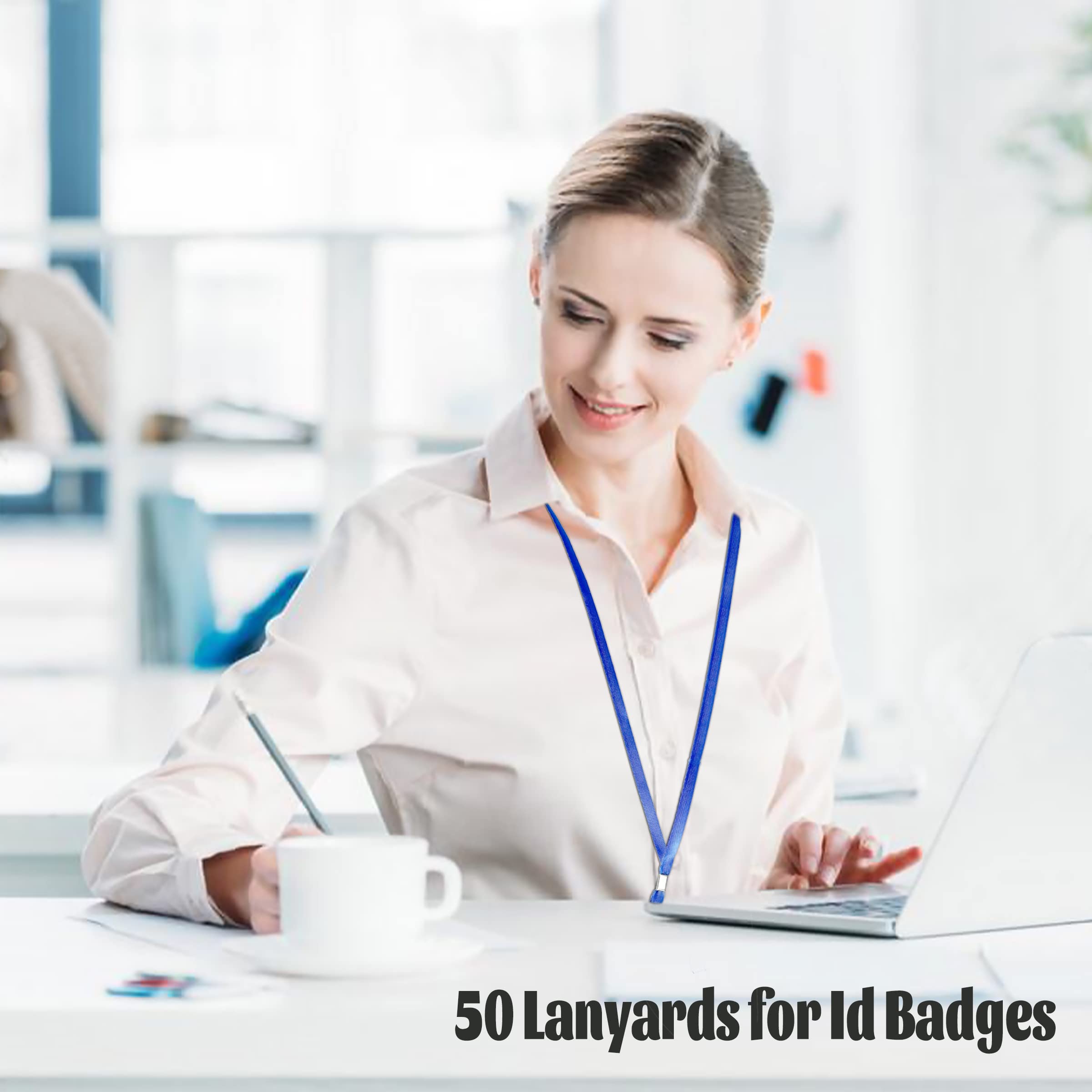50 Pack ID Badge Lanyards with Swivel Hook - 36