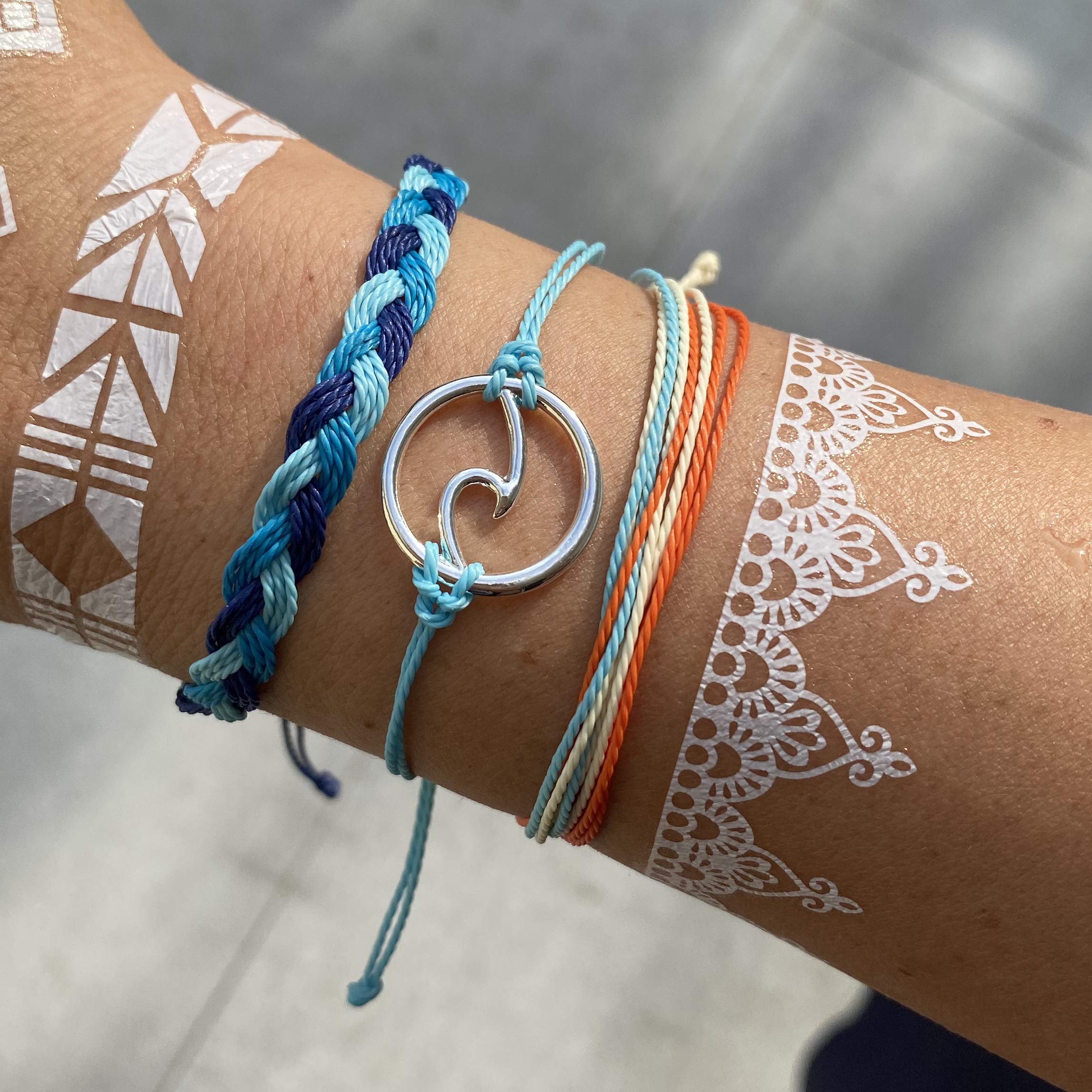 Boho Friendship Bracelets for Women - Adjustable Sunflower & Blue Beaded Bracelets Set, Surfer Beach Stackable Summer Essentials, Perfect for Gifts, Stocking Stuffers & Everyday Boho Style