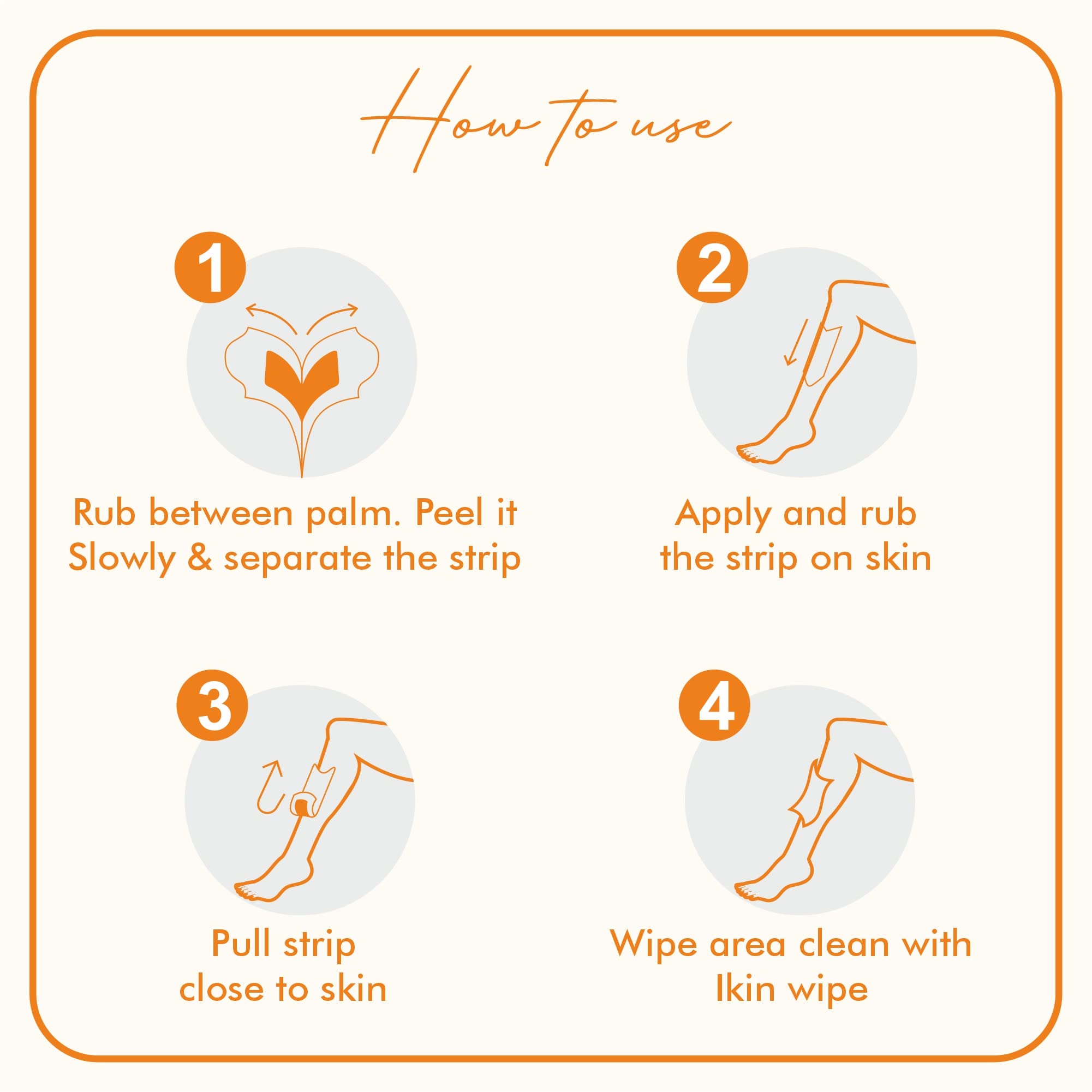 Ikin Instant Wax Strips with Papaya & Lemon Extract for Women - 20 Count | Long-Lasting Hair Removal for Normal Skin | Cold Gel Wax for Soft & Smooth Skin | Up to 4 Weeks of Smoothness | Includes 4 Perfect Wipes | Perfect for Legs, Arms, Bikini & Underarms