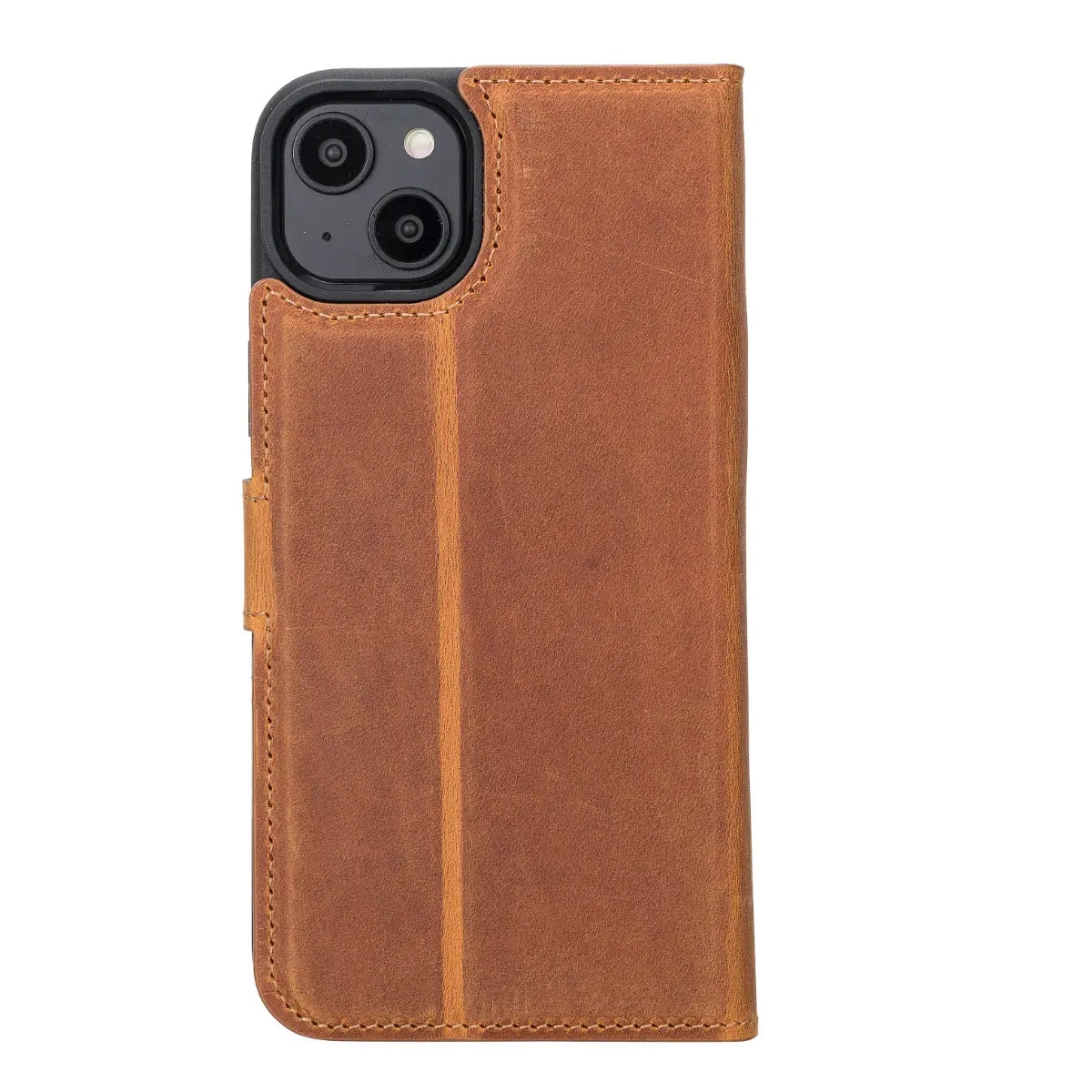 Premium Camel Brown Genuine Leather Wallet Case for iPhone 14 Plus - Slim Protective Cover with Card Slots | Perfect for Everyday Use, Travel & Business