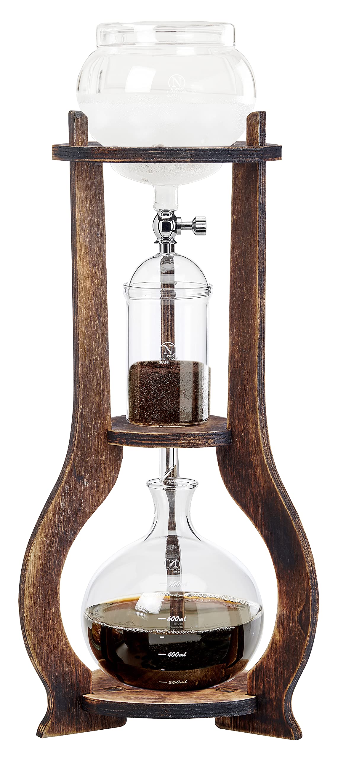 Premium Nispira Cold Brew Coffee Maker - Wooden Drip Tower for Iced Coffee, 6-8 Cup Capacity | Perfect for Home, Office & Outdoor Use