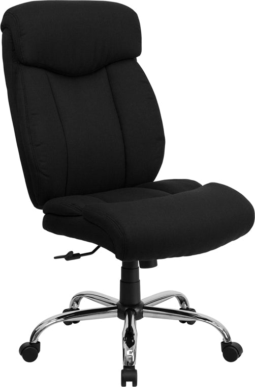FLASH HERCULES Series Big & Tall 400 lb. Capacity Black Fabric Executive Ergonomic Office Chair with Chrome Base - Perfect for Home Office, Gaming, and Heavy-Duty Workspaces