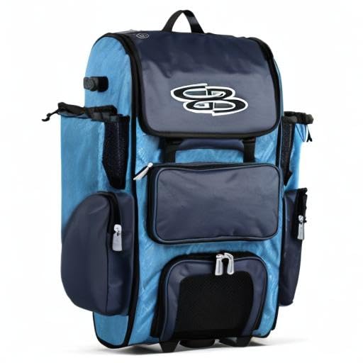 Boombah Superpack Hybrid Rolling Bat Bag - Wheeled & Backpack Style for Baseball & Softball Players | Perfect for Travel & Team Games