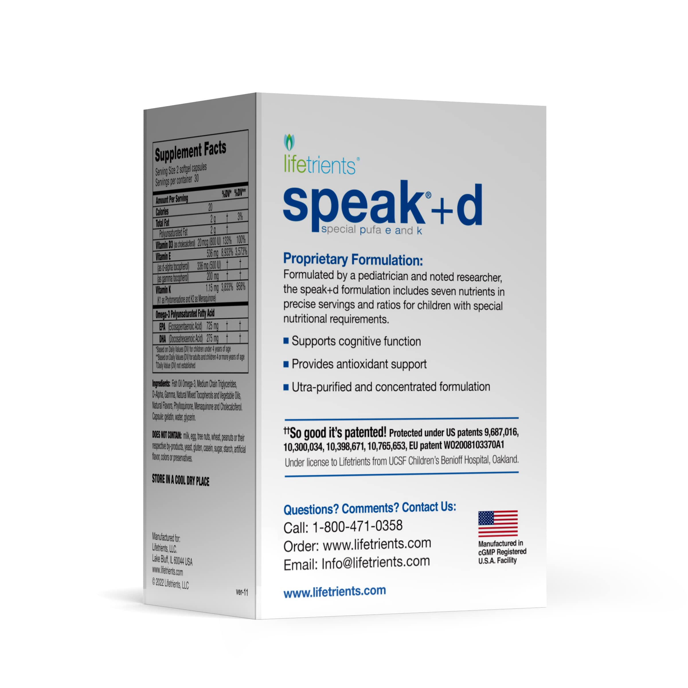 Speak+d Twist-Off Softgels - Natural Orange Flavor - 60 Count - Pediatrician Formulated Omega-3, Vitamin E & D3 Supplement for Kids with Special Nutritional Needs - Supports Brain Development & Immune Health - Perfect for Picky Eaters & School Lunchboxes