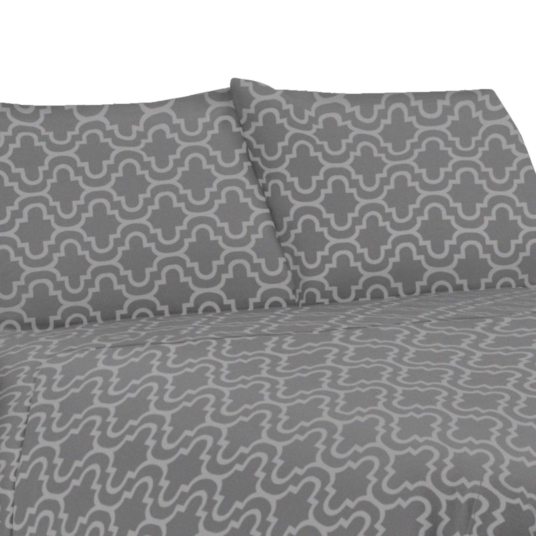 Premium Cotton Flannel Trellis Pattern Deep Pocket Sheet Set - Soft & Cozy Bedding for Winter - Perfect for Cold Nights, Guest Rooms & Cozy Bedroom Retreats