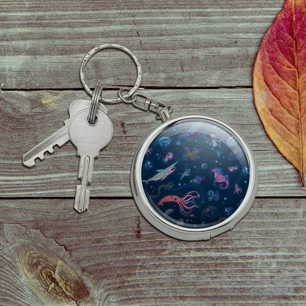 Creepy Deep Sea Creatures Portable Ashtray Keychain - Mermaid, Squid & Shark Design Travel Purse with Cigarette Holder | Perfect for Beach Trips, Camping & Outdoor Smoking
