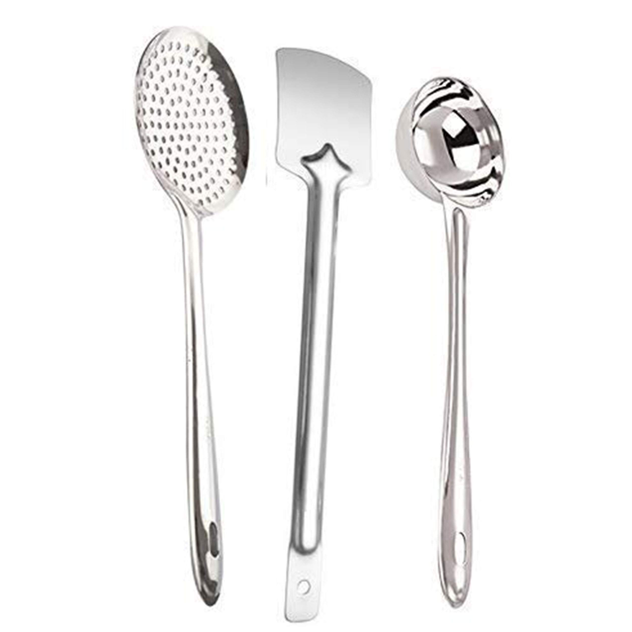 Premium 100% Stainless Steel Kitchen Spoons Set - Durable Cooking & Serving Utensils for Home, Restaurant, and Hotel Use - Perfect for Baking, Stirring, and Serving Dishes