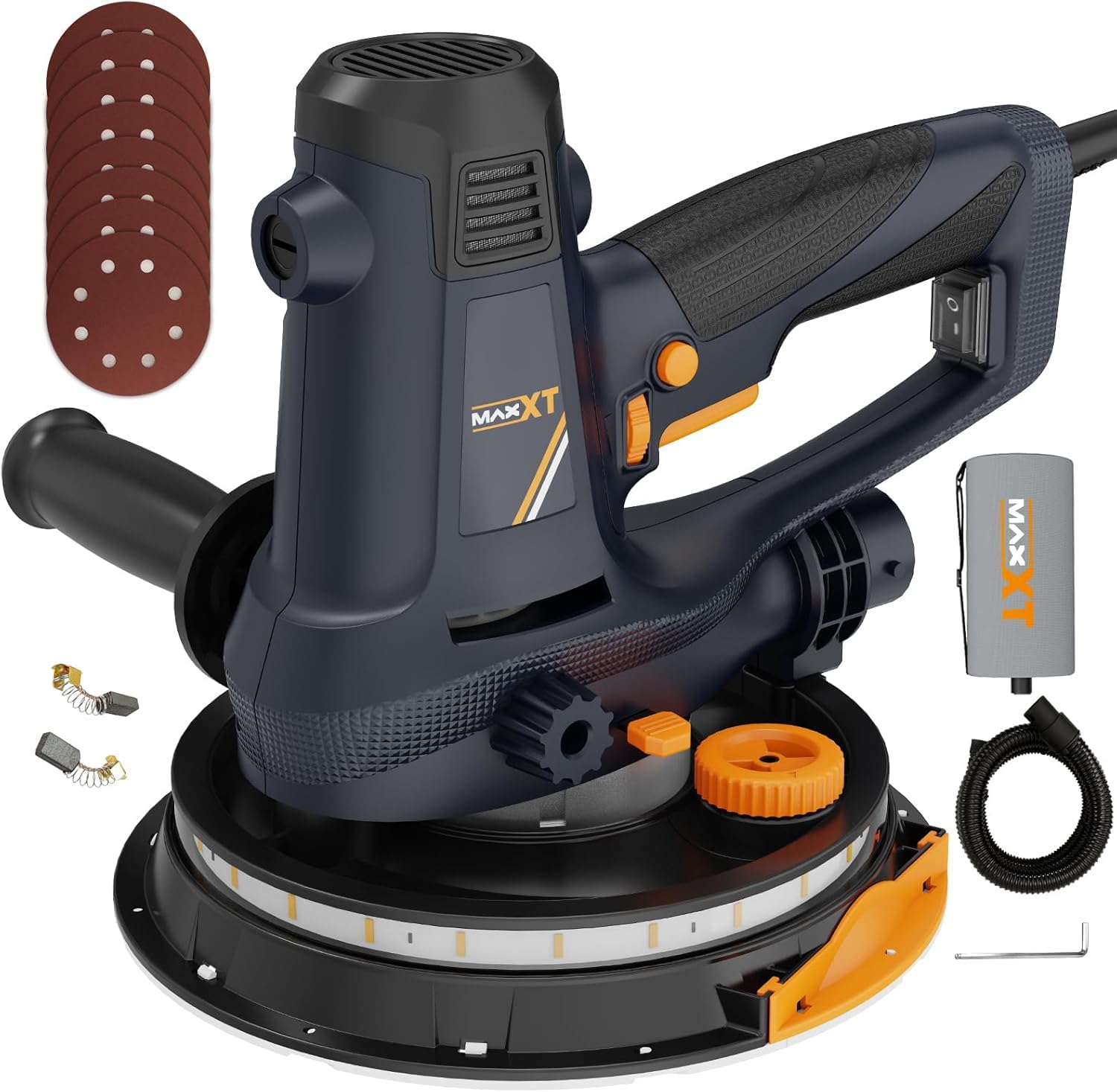 MAXXT 810W Electric Drywall Sander - Variable Speed 1500-2800RPM for Walls & Ceilings - Upgraded Sanding Pad with Adjustable Suction & Self-Dust Extraction (120V) - Perfect for Home Renovation, DIY Projects & Professional Construction Work
