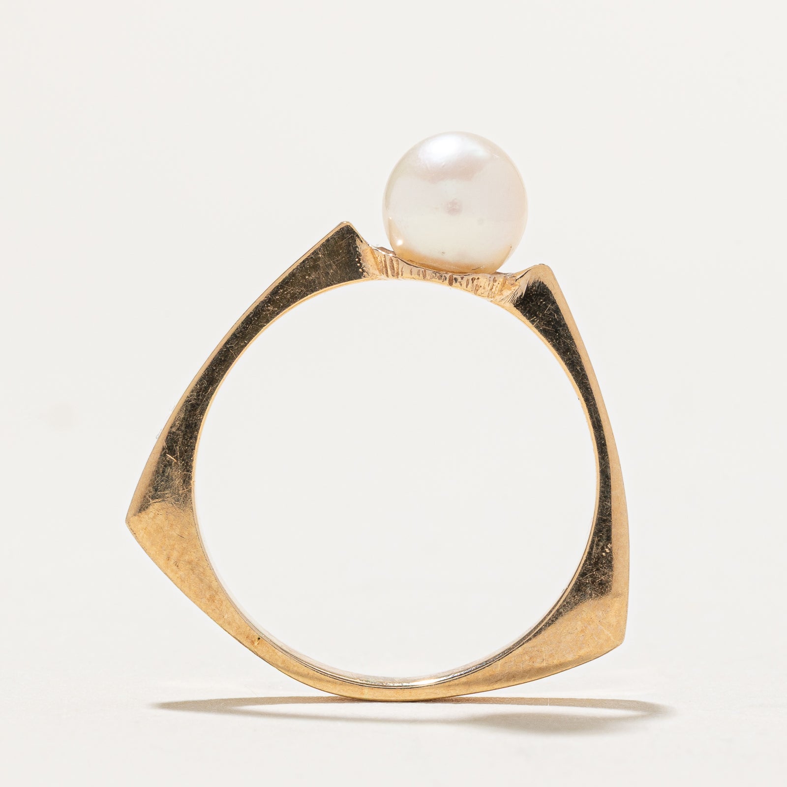 Solitaire Pearl Euro Shank Ring - 9.5 Size | Elegant White Pearl Engagement & Wedding Ring for Women | Perfect for Proposals, Anniversaries & Special Occasions
