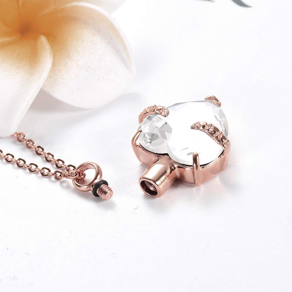 12 Colors Birthstone Crystal Heart Urn Necklace - Memorial Cremation Keepsake Ashes Holder Pendant with Chain for Loved Ones | Perfect for Funeral, Remembrance & Special Occasions
