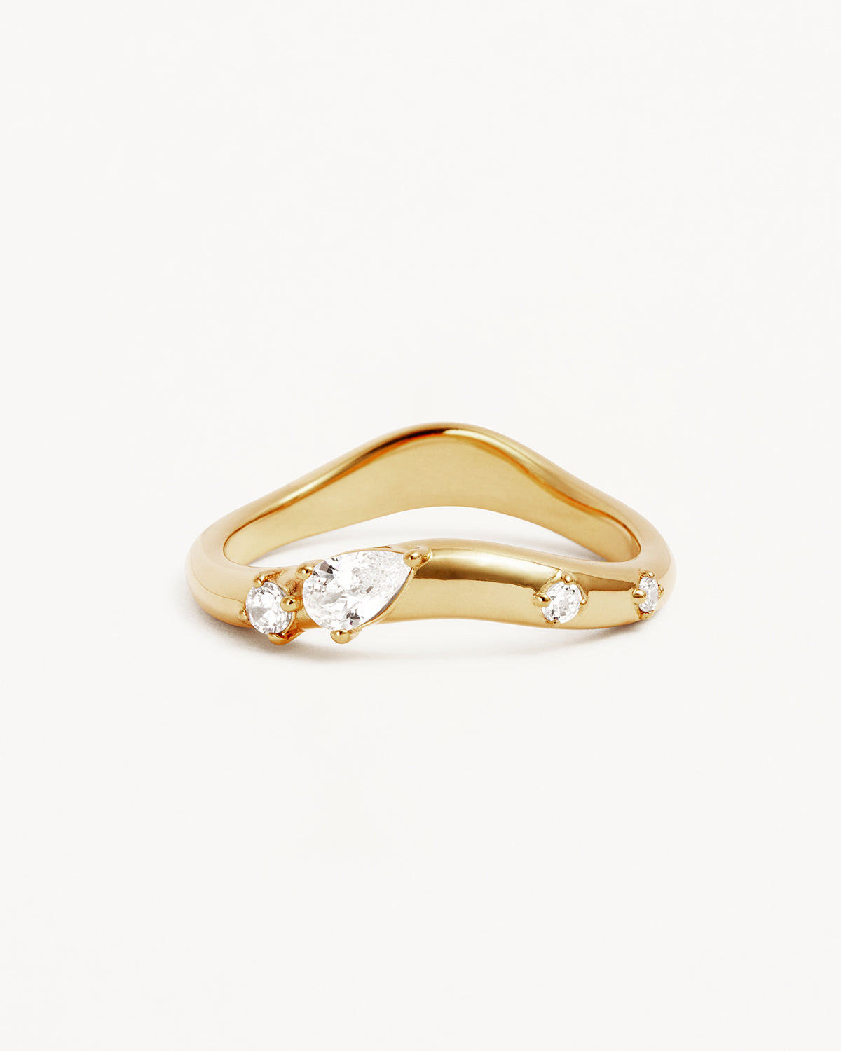 18K Gold Vermeil Chasing Tides Ring - Elegant Wave Design Stackable Band for Women | Perfect for Beach Weddings, Anniversary Gifts & Everyday Jewelry