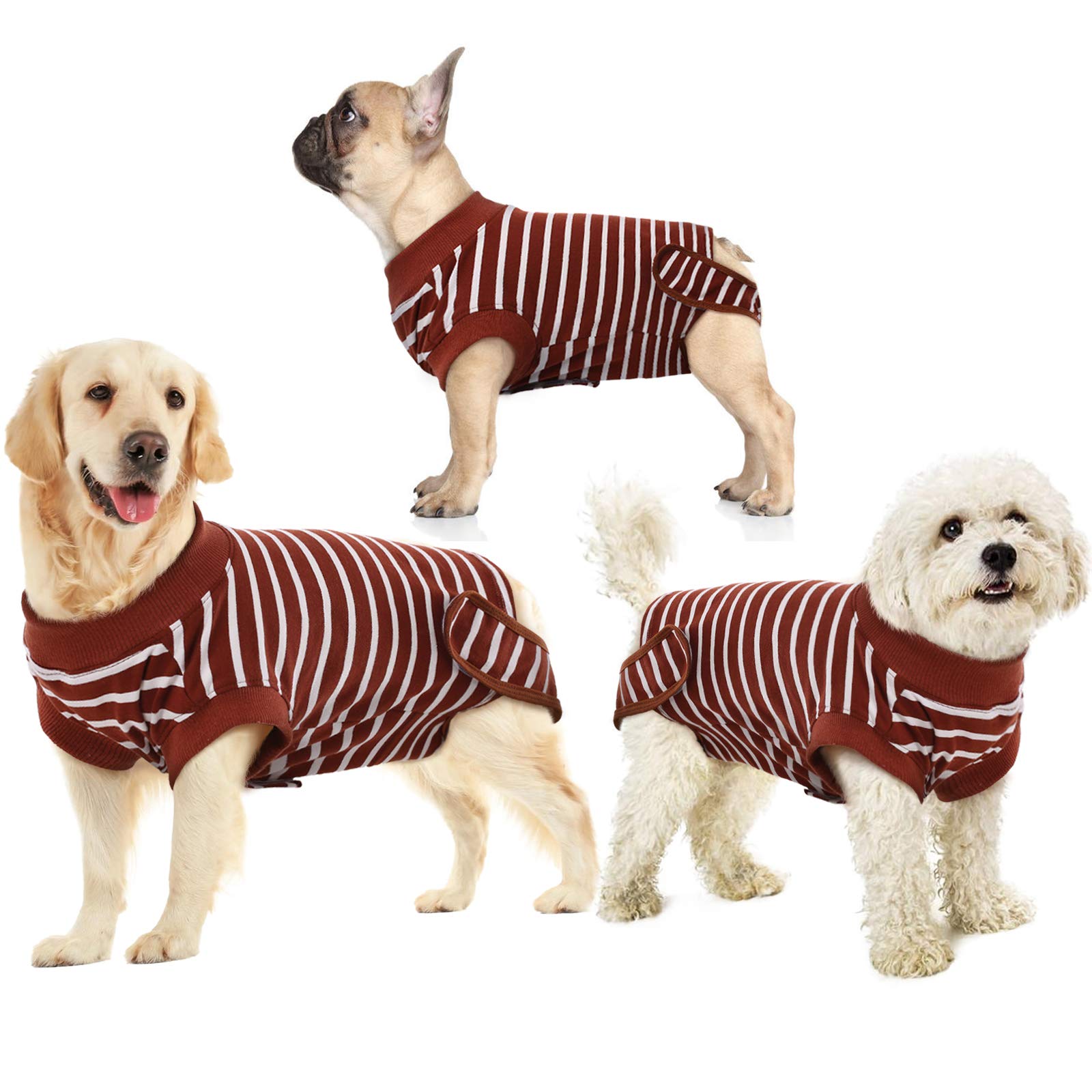IDOMIK Dog Recovery Suit - Post-Surgery Shirt Vest, Cone Alternative for Wound Protection | Anti-Licking Surgical Onesie for Male & Female Puppies | Perfect for Spay/Neuter Recovery & Abdominal Healing (Striped Design)