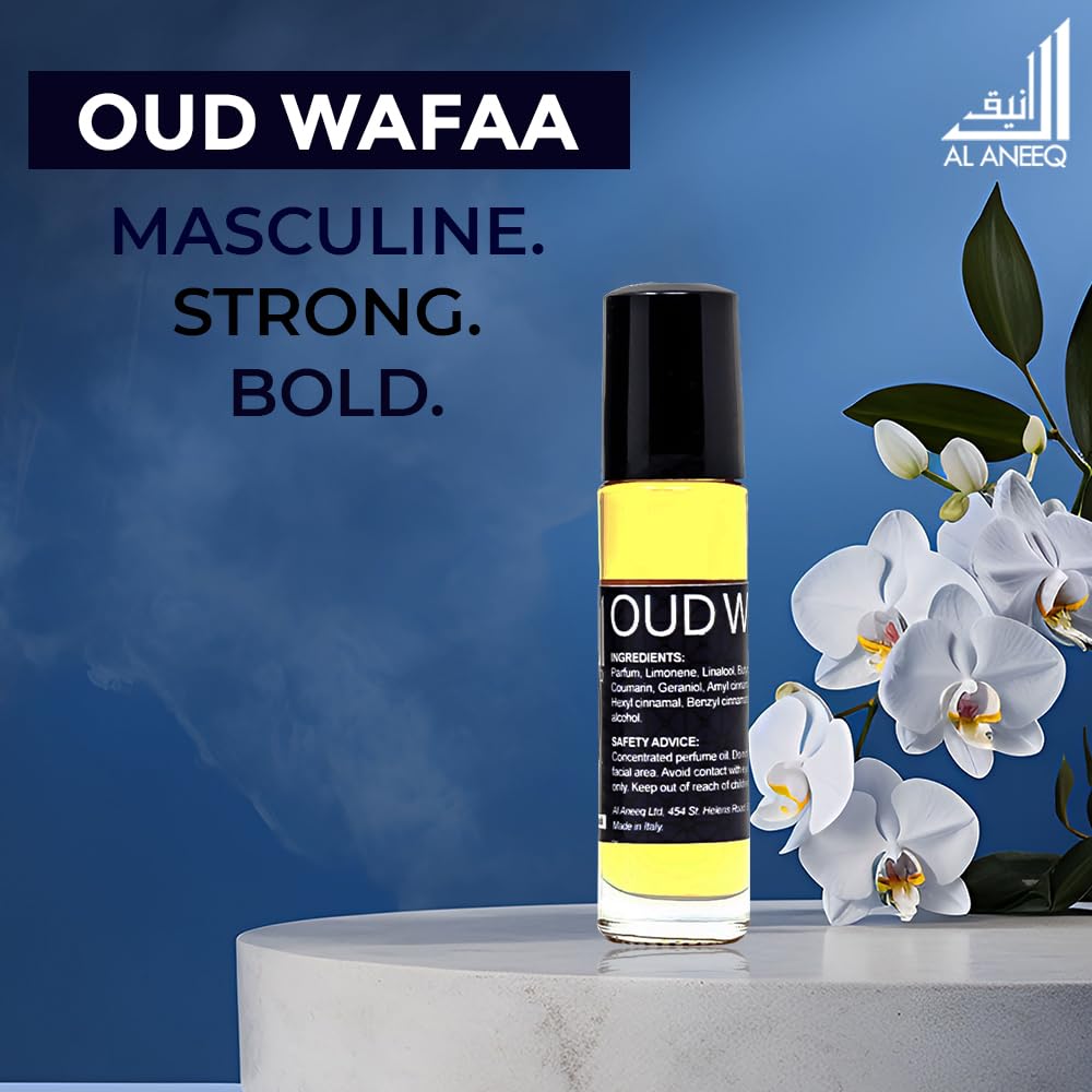 Premium Al Aneeq Oud Wafaa Attar Perfume for Men - Long Lasting Woody Spicy Fresh Arabic Fragrance Oil | Alcohol-Free Roll-On Travel Perfume (10ml) | Perfect for Daily Wear, Special Occasions & Gifting