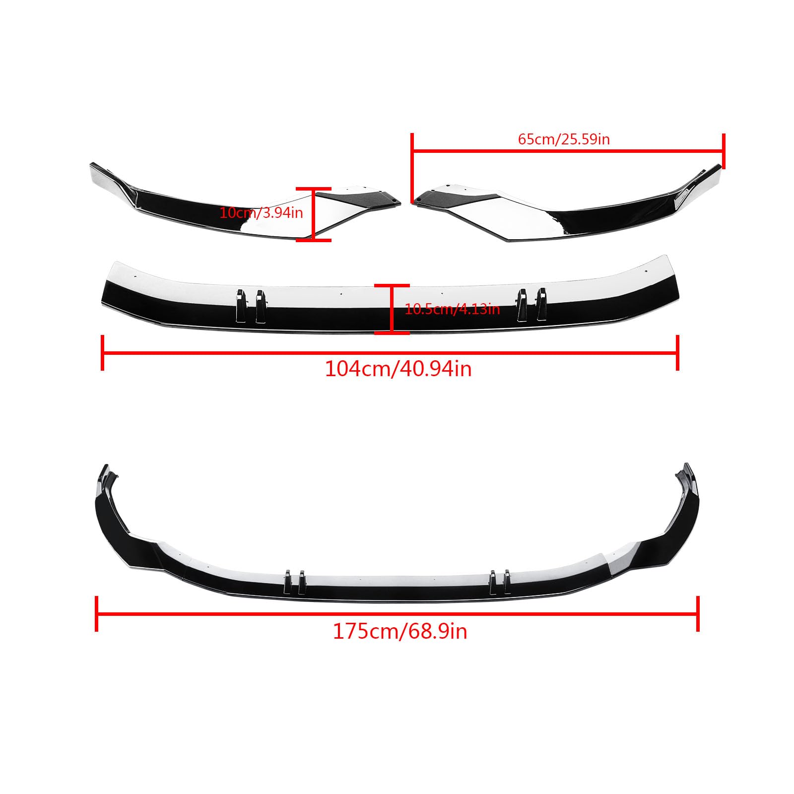 Glossy Black ABS Front Bumper Lip Spoiler for 2022-2023 Audi A3 S3 Sedan & Sportback | Painted Body Kit Splitter Air Dam Chin Diffuser | Enhances Aerodynamics & Sporty Look for Street Racing & Car Shows