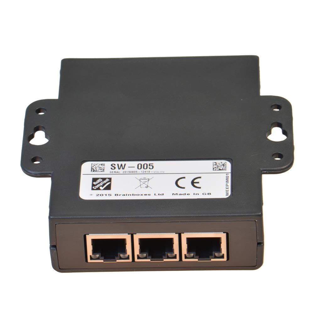 Brainboxes SW-005 5 Port Gigabit Unmanaged Ethernet Network Switch - Wall Mountable, Plug & Play for Home Office, Gaming, and Small Business Networking
