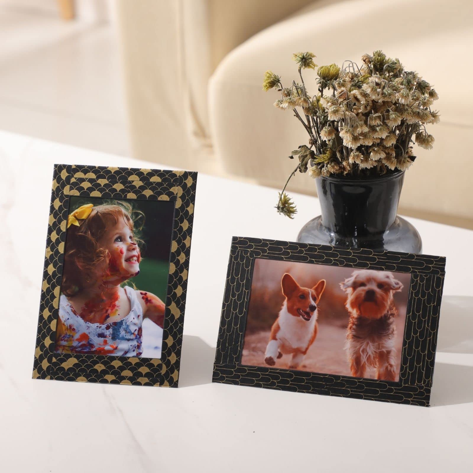 100 Pack 4x6 Standing Paper Picture Frames with Easel - Black Cardboard Photo Frames for DIY, Classroom & Father's Day - Bulk Gallery Display Frames for Home Decor, Office Desk & Party Decorations
