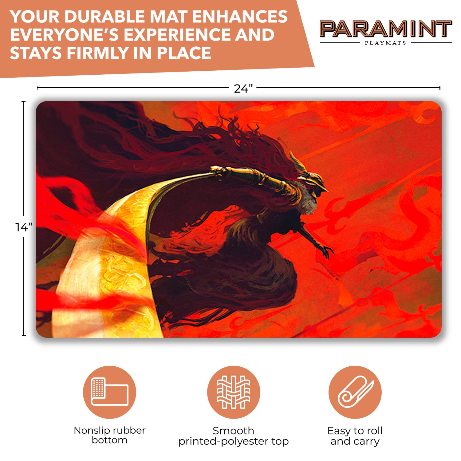 Malenia Blade of Miquella Stitched MTG Playmat | Anato Finnstark Elden Ring Dark Souls Inspired | Magic The Gathering Playmat Compatible with YuGiOh & TCG | Premium Gaming Accessory for MTG Tournaments & Card Game Nights