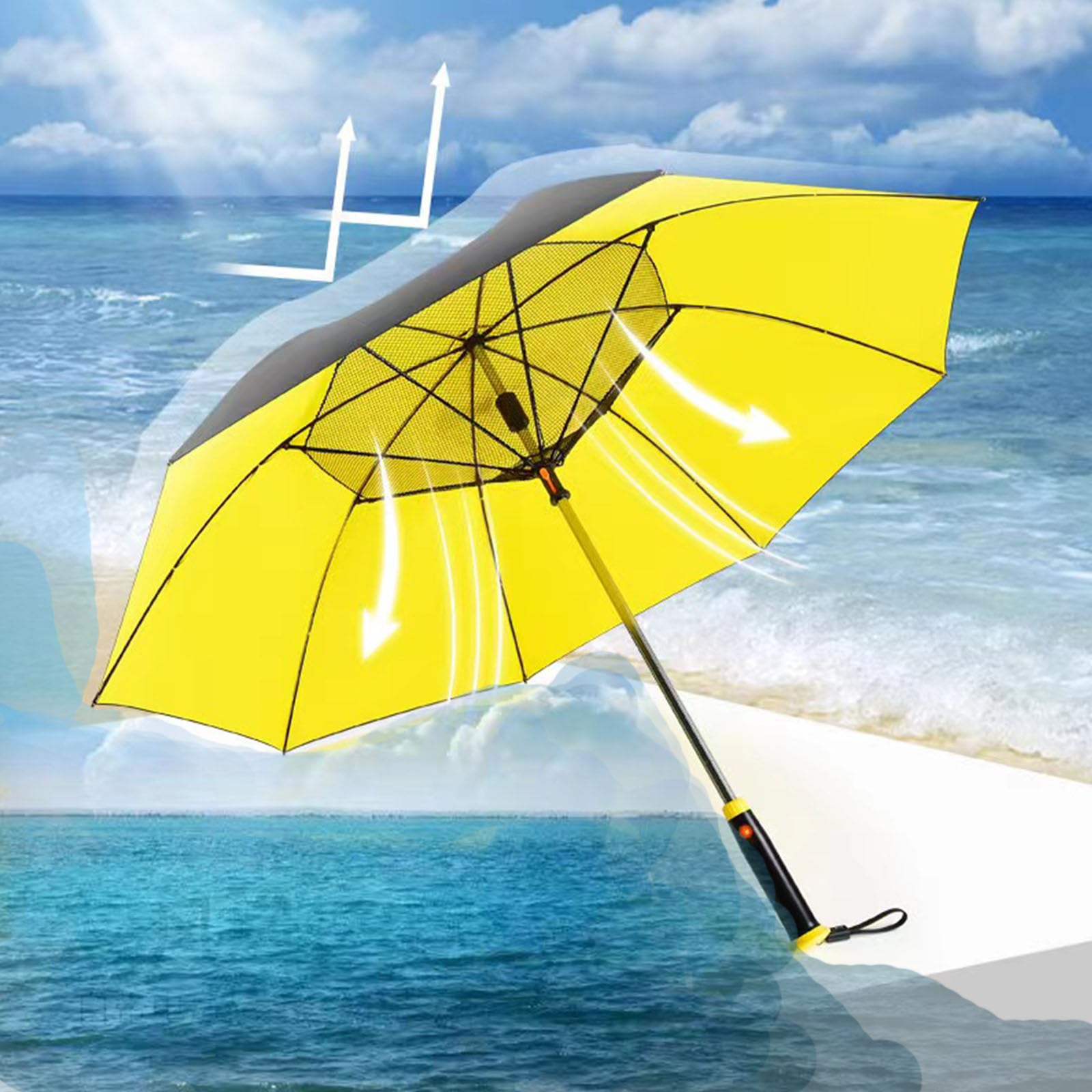 UV Blocking Umbrella with Built-in Fan & Mister - 3-in-1 Cooling Umbrella for Sun Protection, Outdoor Activities, Beach, and Summer Travel