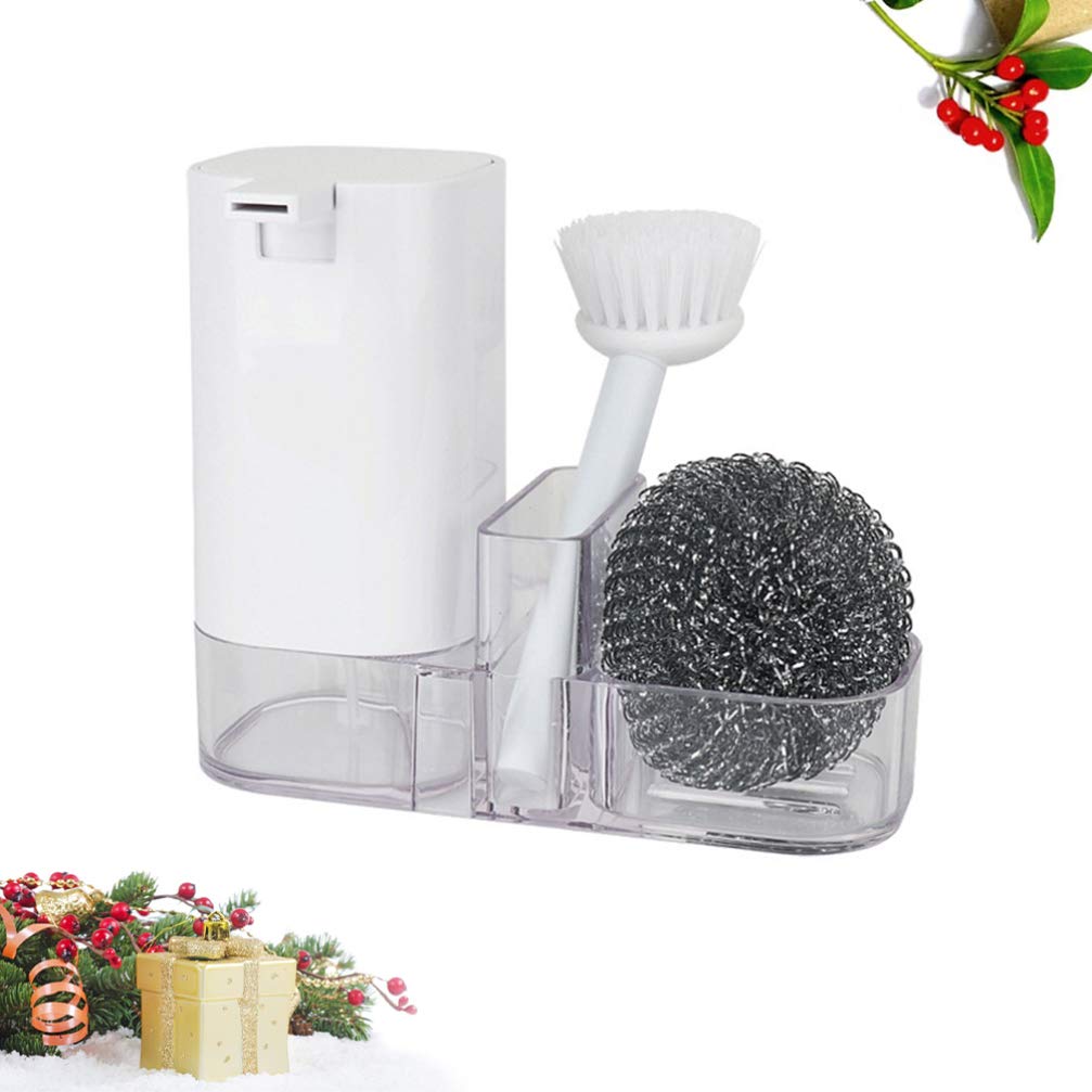 Hemoton Kitchen Sink Brush Set with Holder - Scrubbers & Steel Handle for Dish Washing & Cleaning