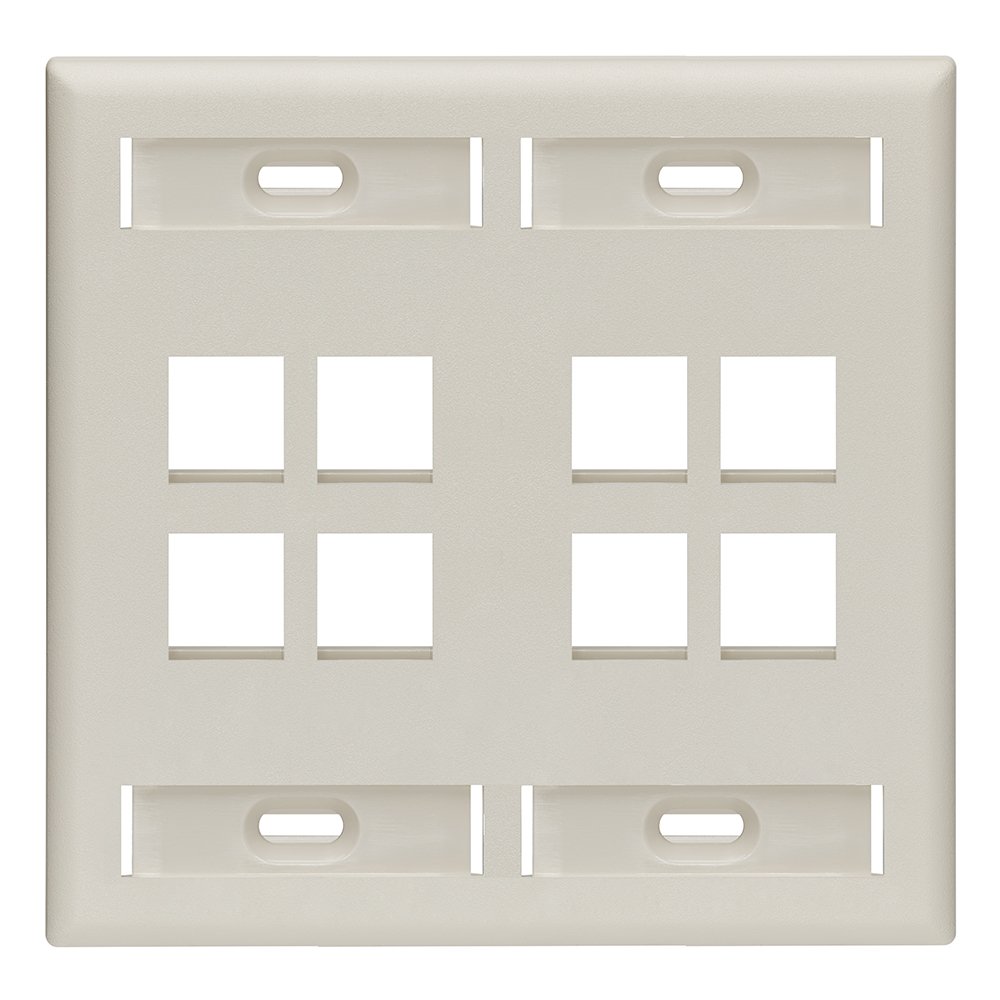 Leviton 42080-8TP 8-Port Dual Gang QuickPort Wallplate with ID Windows, Light Almond - Ideal for Home and Office Network Installations