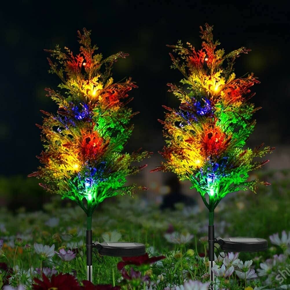 Solar-Powered Small Outdoor Christmas Tree with Multi-Color Flickering Lights - IP65 Waterproof Artificial Xmas Tree for Yard, Patio, Lawn & Courtyard Decor | Perfect for Holiday Parties, Front Porch Displays & Festive Outdoor Lighting