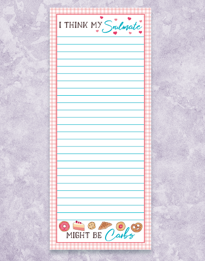 Premium Carb Soulmates Shopping List Pads - Grocery Notepad for Meal Planning & Healthy Eating - Perfect for Kitchen, Office & Eco-Friendly Shopping Lists
