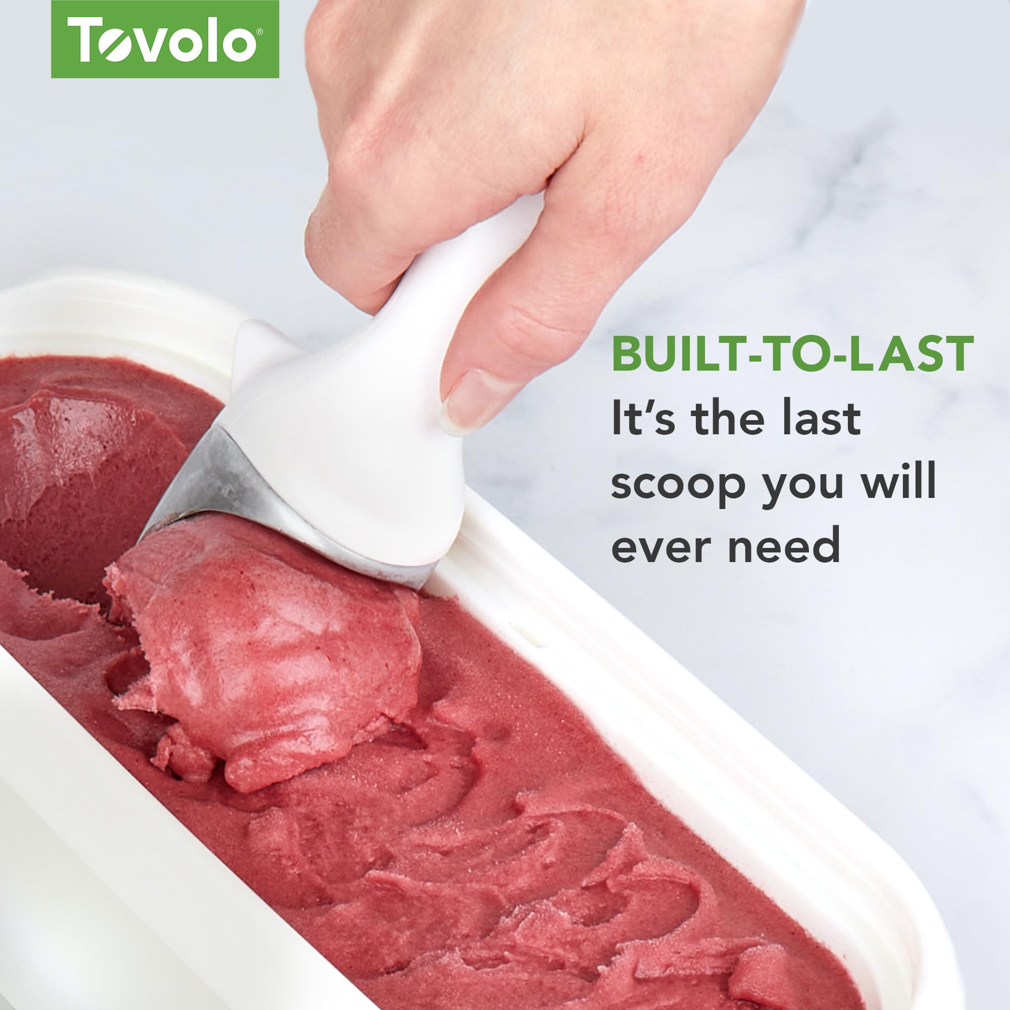 Tovolo Tilt-Up Ice Cream Scoop with Non-Slip Grip - Ergonomic Footed Handle for Cookie Dough, Gelato, Sorbet & Frozen Desserts - Dishwasher Safe BPA-Free Scooper for Home Kitchen & Ice Cream Shops
