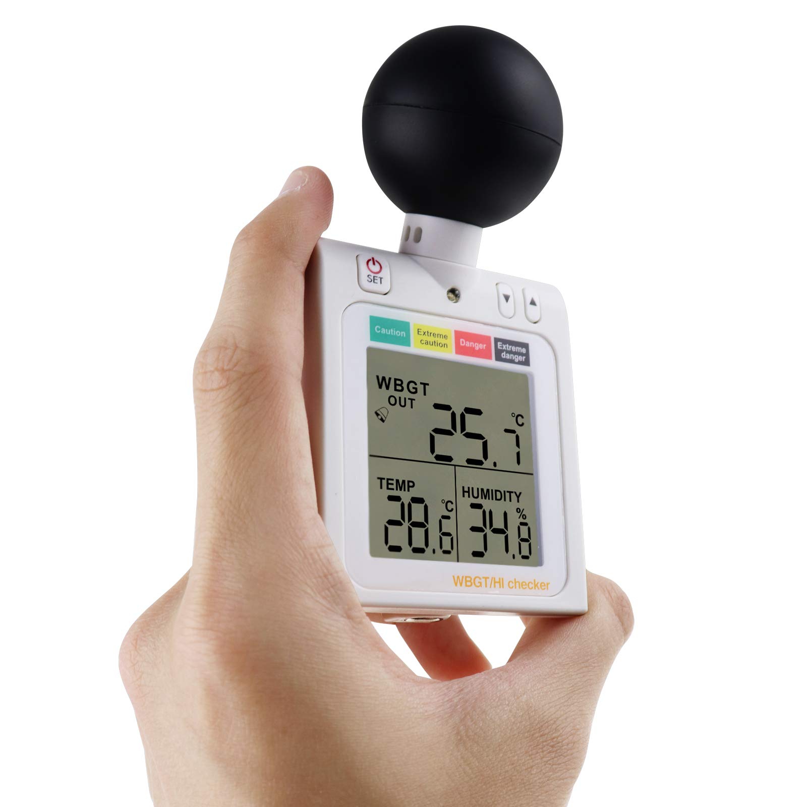 Digital Heat Stress Meter - Handheld Temperature & Humidity Monitor for Workplace Safety, Outdoor Activities & Industrial Use