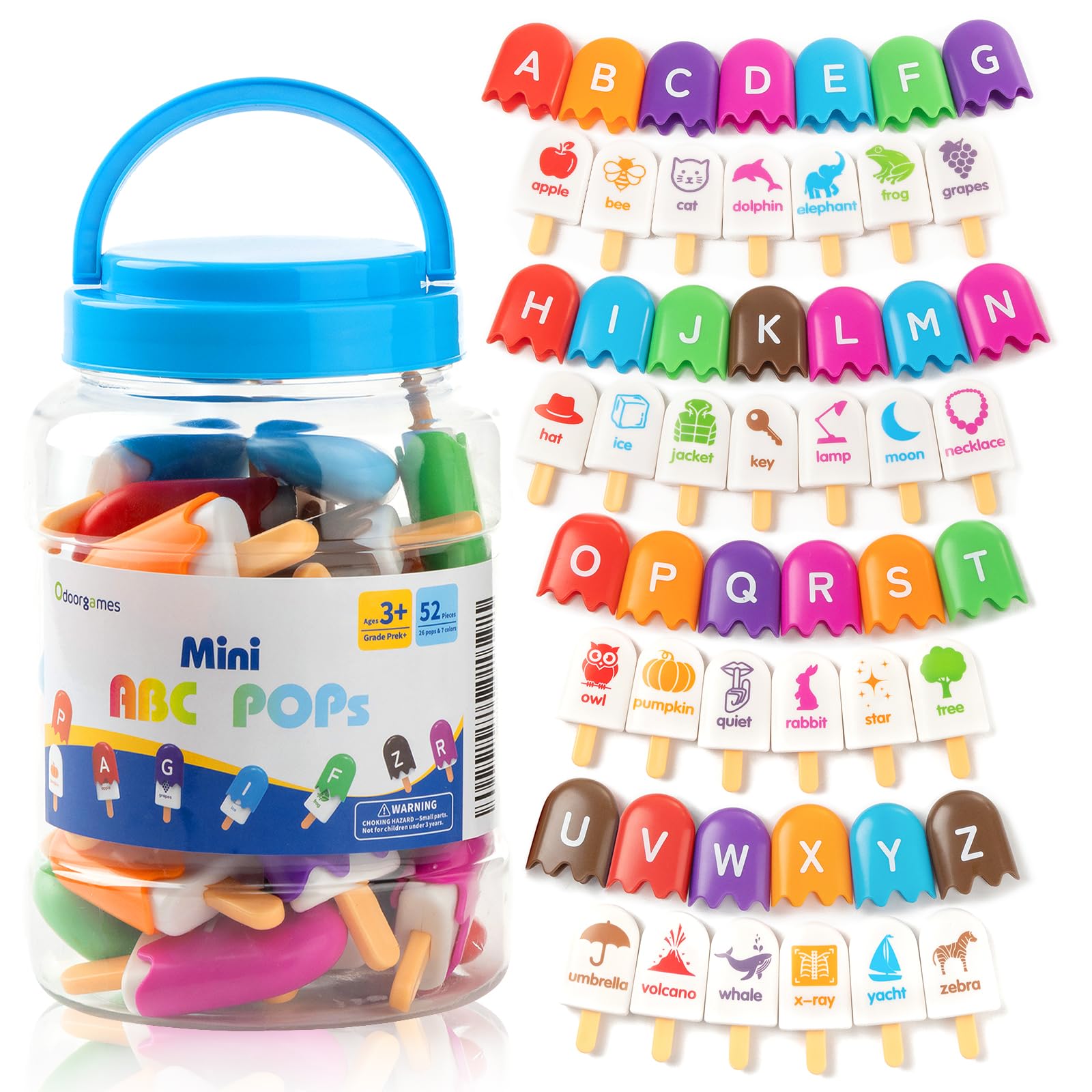 52 Pcs ABC Alphabet Popsicles - Educational Alphabet Learning Toys for Toddlers & Preschoolers - Letter Matching Game for Classroom & Homeschool - Perfect for Early Childhood Education & Interactive Play