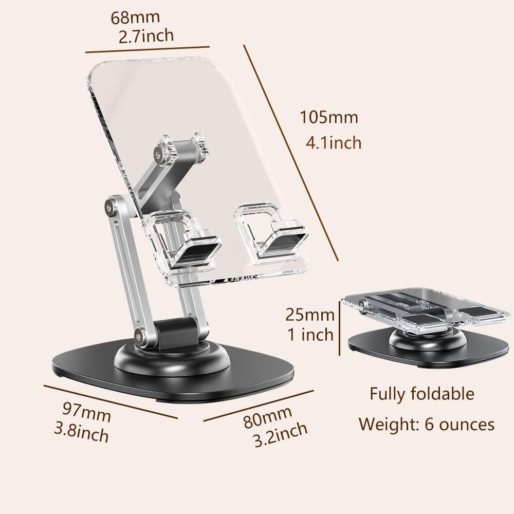 LISEN Acrylic Phone Stand for Desk - Adjustable Cell Phone Holder for iPhone & Android (4-11 Inch) - Cute Office Accessories for Women, Perfect for Cubicle, Home Desk & Video Calls