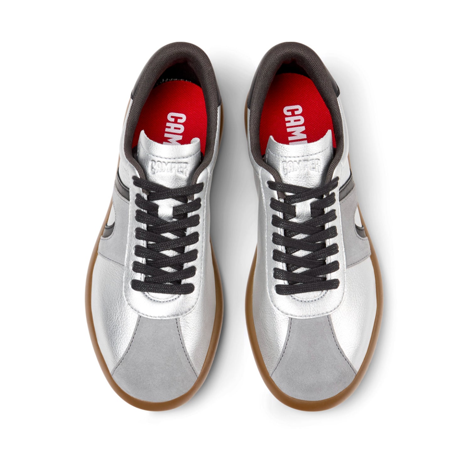 Camper Women's Pelotas Soller Silver Leather Sneakers - Comfortable Casual Shoes for Walking, Travel & Everyday Wear