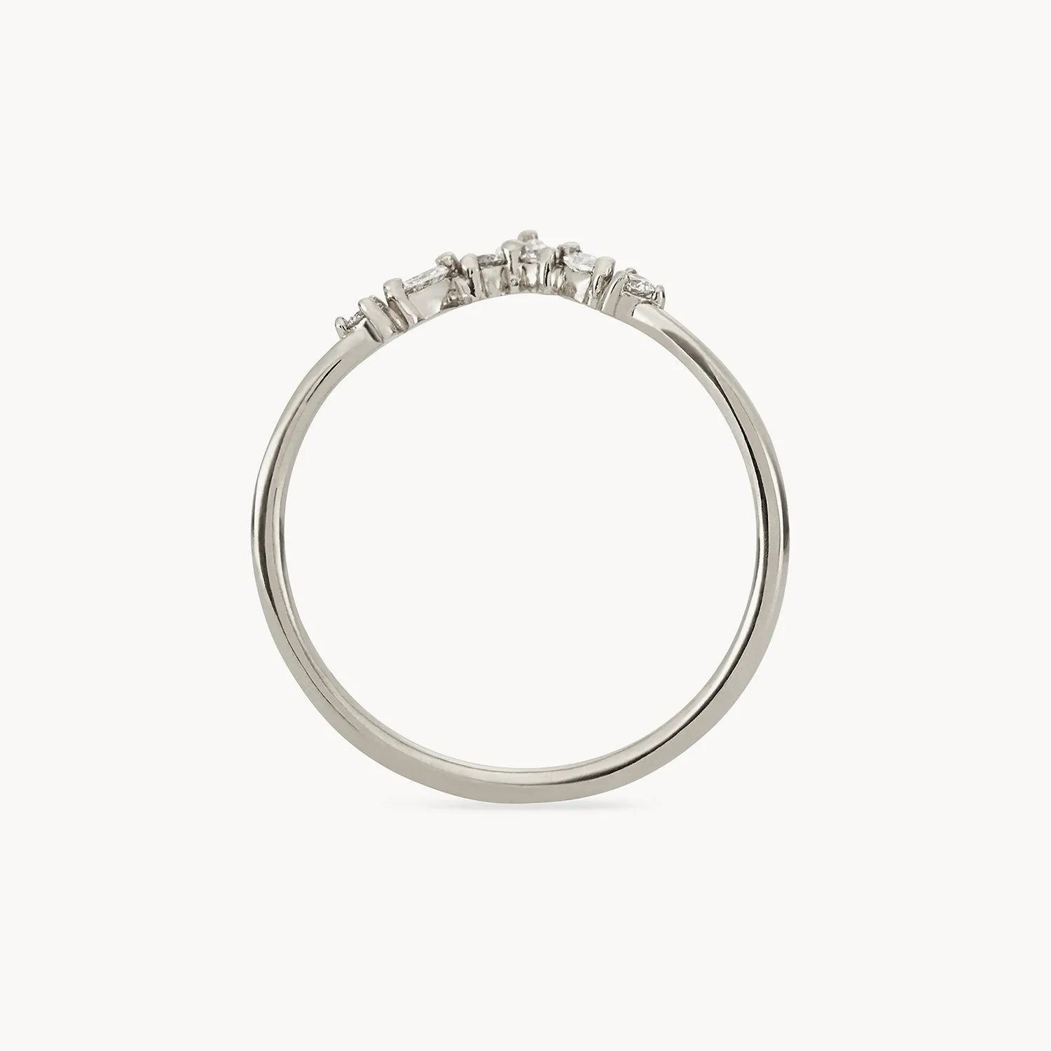 14K White Gold Moonbow Ring with White Diamonds - Elegant Jewelry for Weddings, Anniversaries & Special Occasions