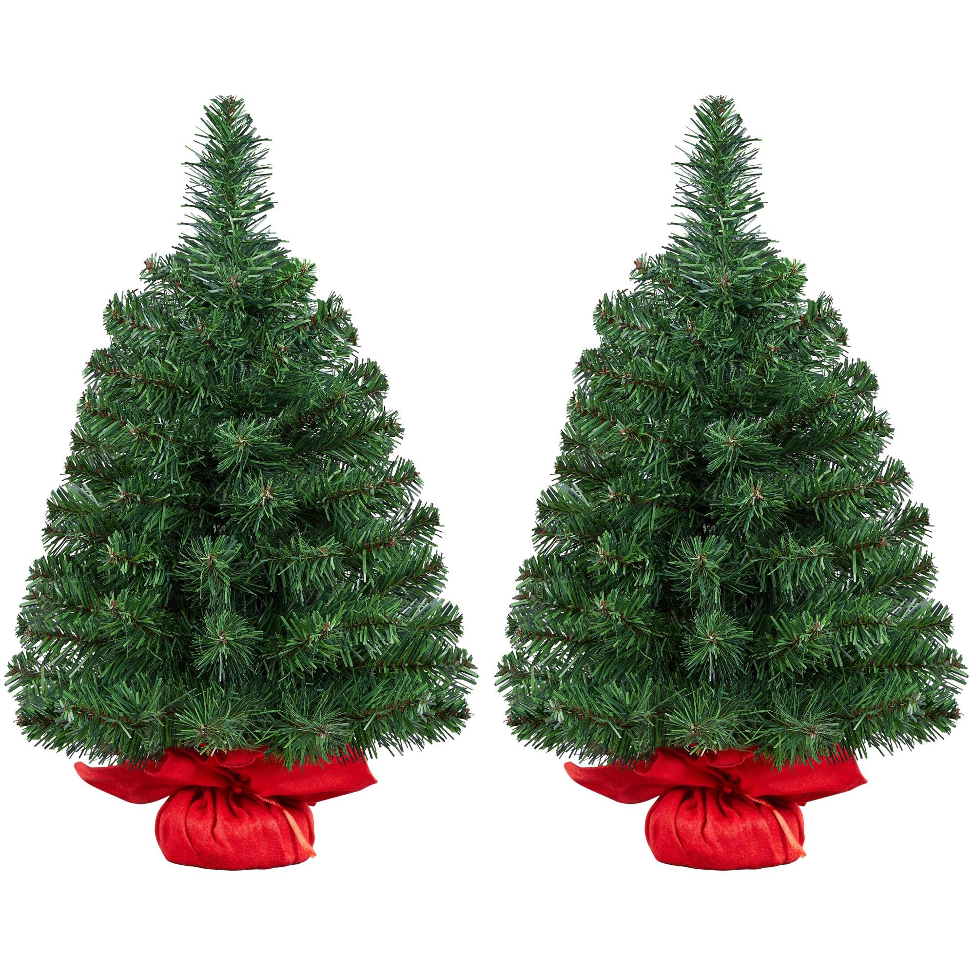 Yaheetech 24 Inch Mini Artificial Christmas Tree Set with Cloth Bag Base - 2 Pack Small Tabletop Xmas Trees for Home, Office, Bedroom, Desk, Porch & Coffee Table Decor - Perfect for Holiday, Christmas Party & Festive Decorations
