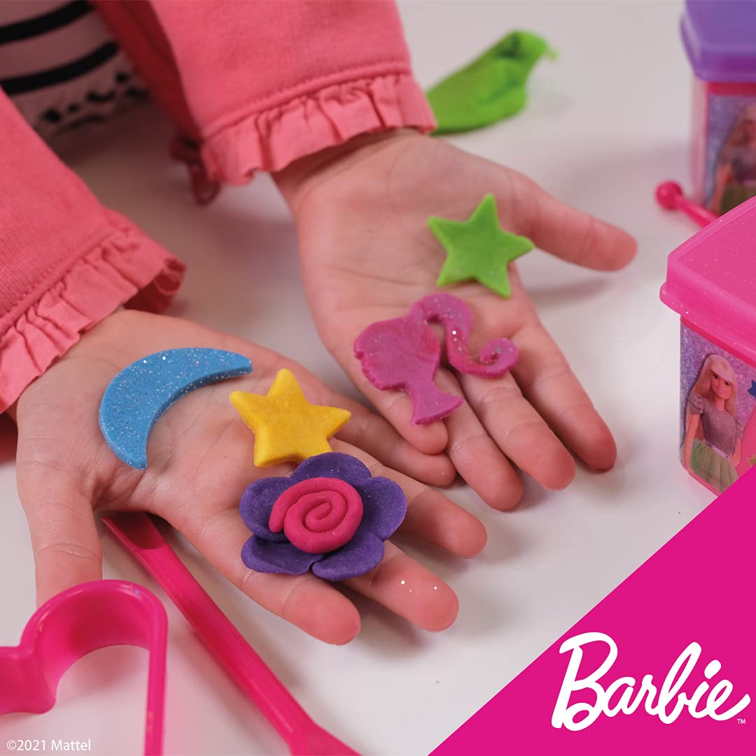 Barbie Heart-Shaped Pots Play Dough Set - 100g Modeling Clay for Girls Ages 3+ | Creative Arts & Crafts Toy for Kids Birthday Gifts & Pretend Bakery Play
