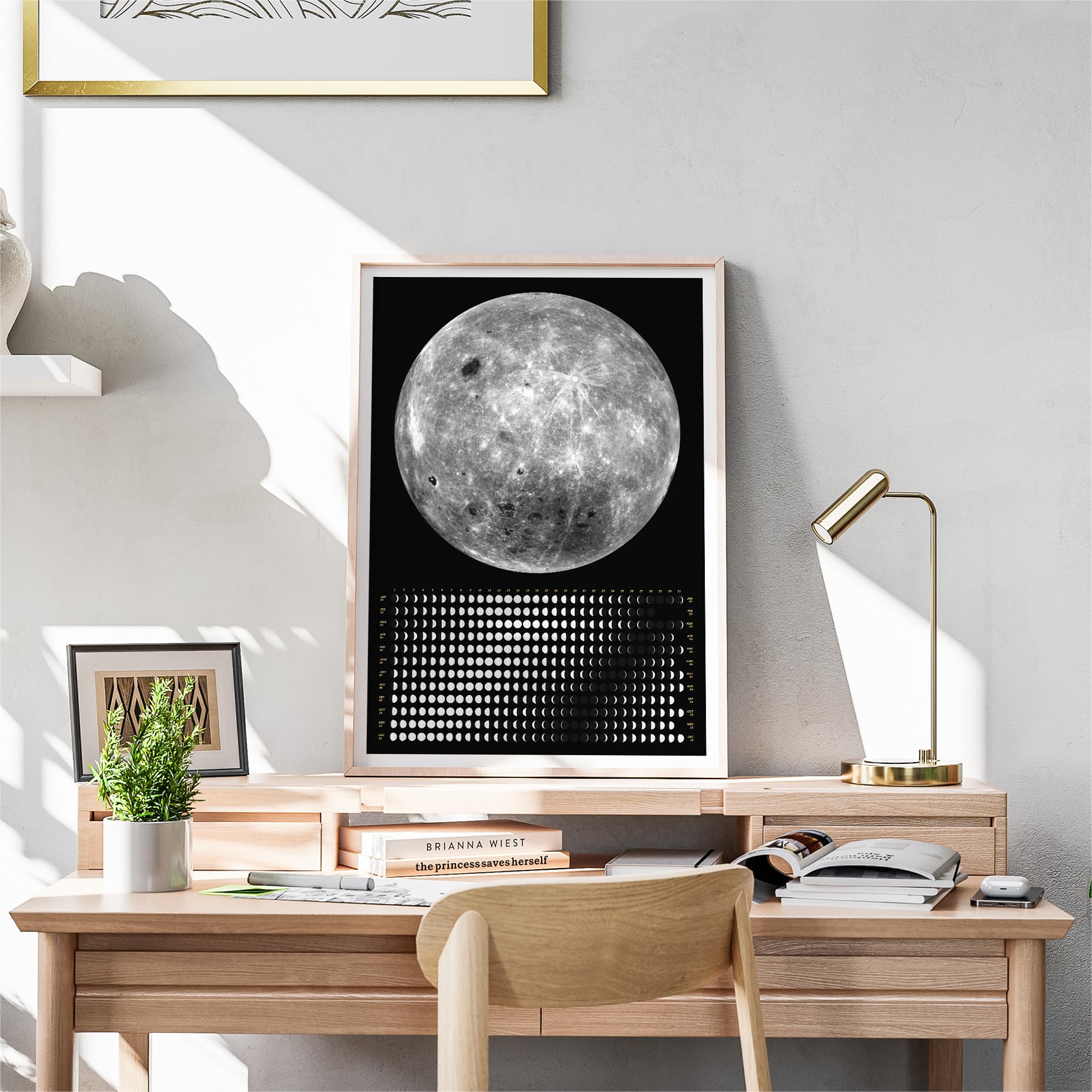 2025 Moon Phase Calendar - Vertical Unframed Lunar Wall Art for Home & Office Decor | Perfect for Astronomy Enthusiasts, Feng Shui & Gift Giving