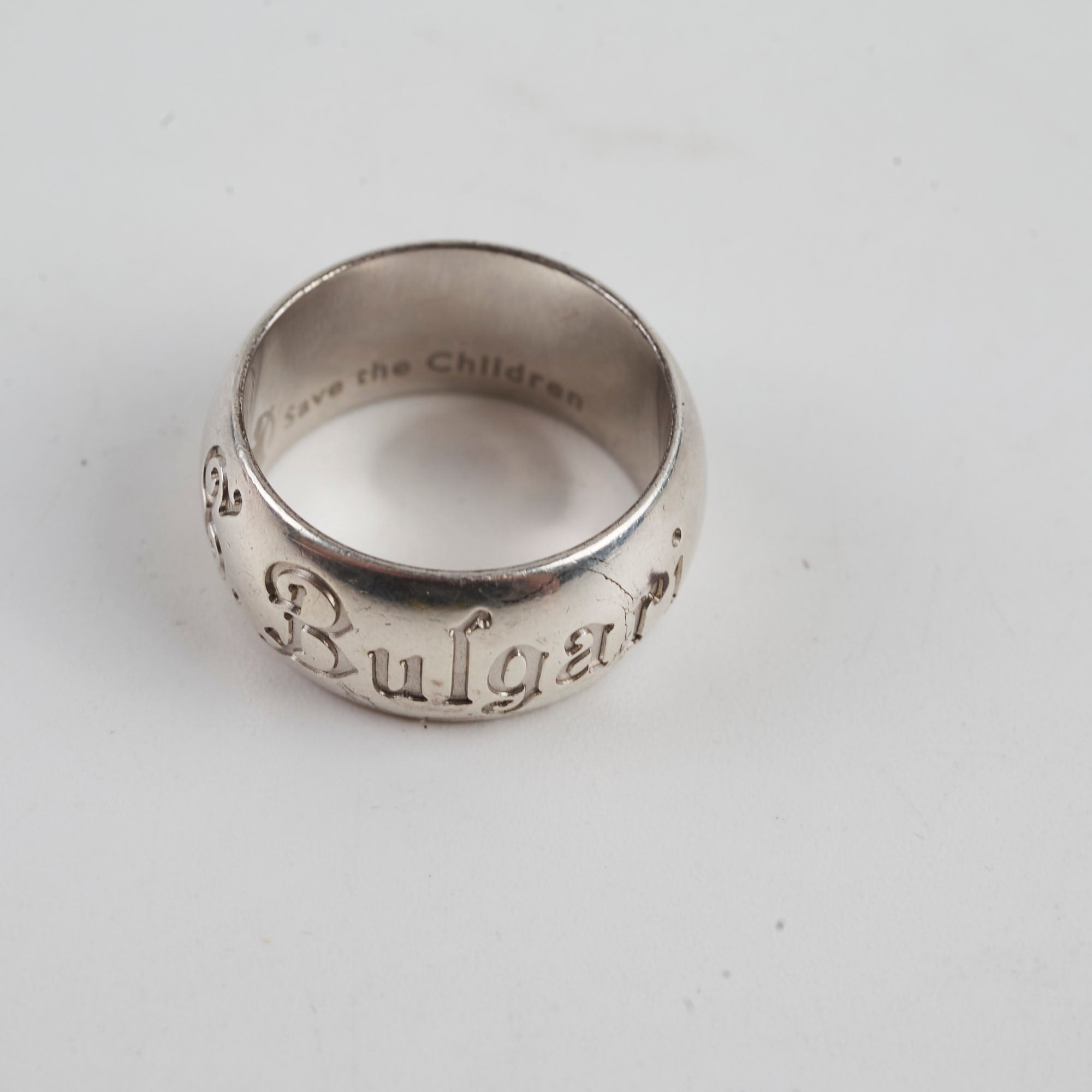 Bvlgari Save The Children Sterling Silver Ring - Size 56 (US 7.5) - Elegant Charity Jewelry for Women - Perfect for Gifts, Weddings & Special Occasions