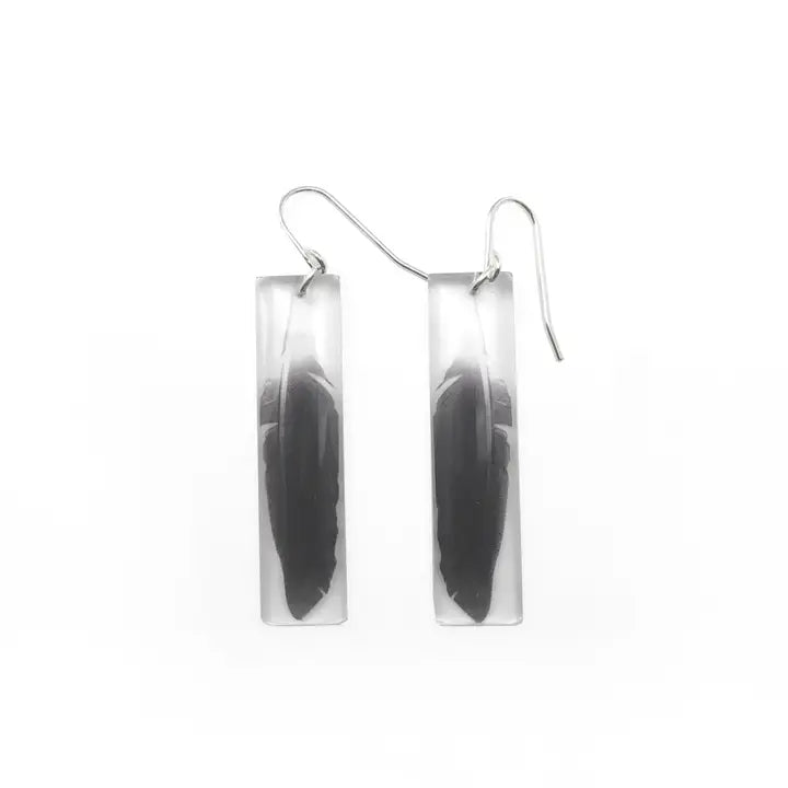 Black Drop Designs Feather Earrings for Women - Elegant Long Feather Dangle Earrings for Parties, Weddings, and Special Occasions