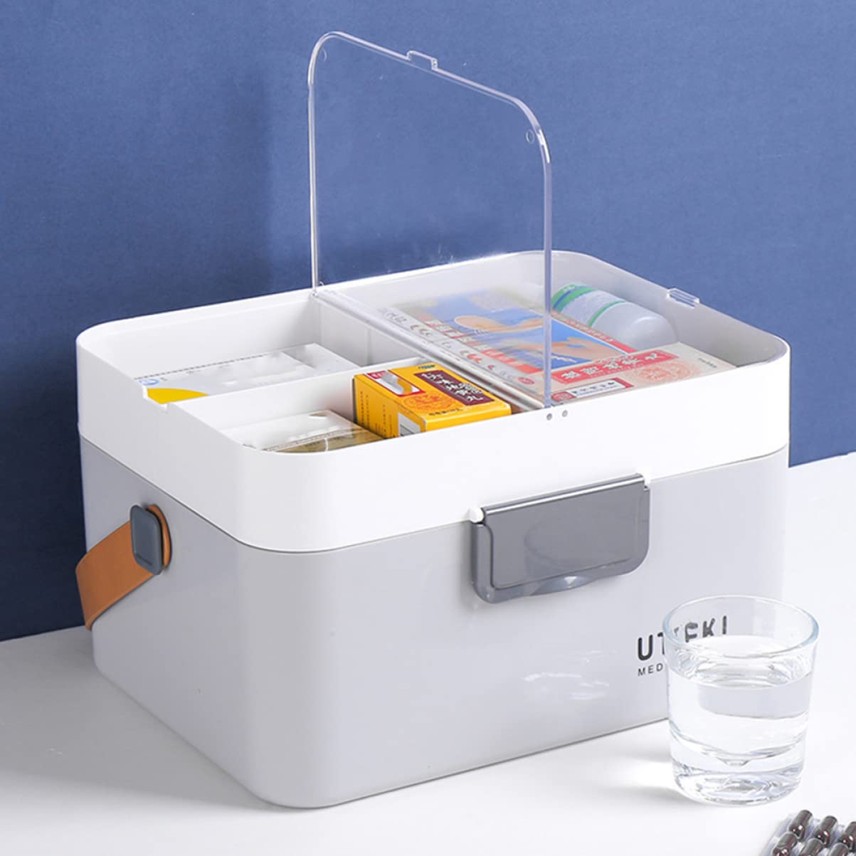 DOITOOL Double Layer Makeup Storage Box - Portable Travel Cosmetic Organizer for Family, Tablet & Beauty Tools - Perfect for Home, Travel & Outdoor Use