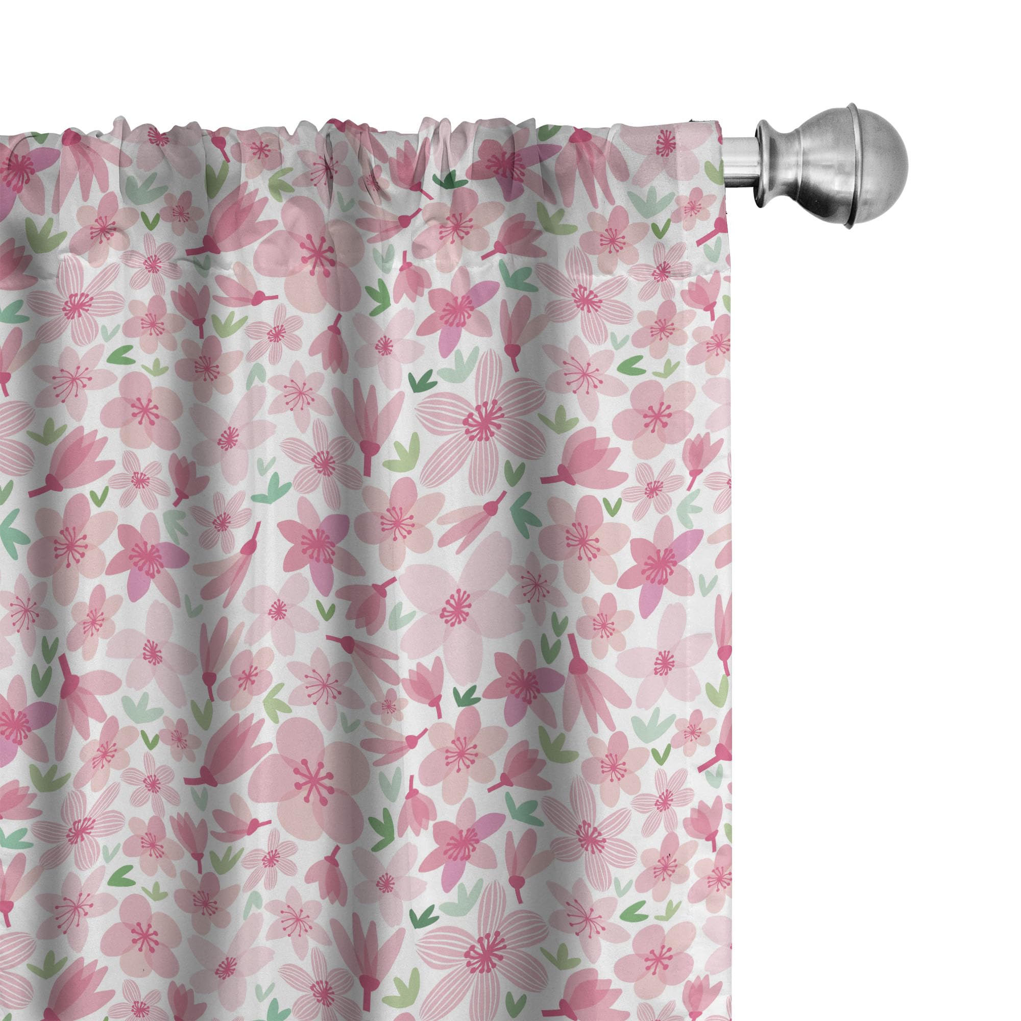 Ambesonne Cherry Blossom Window Curtains - 2-Panel Set with Rod Pocket, 28