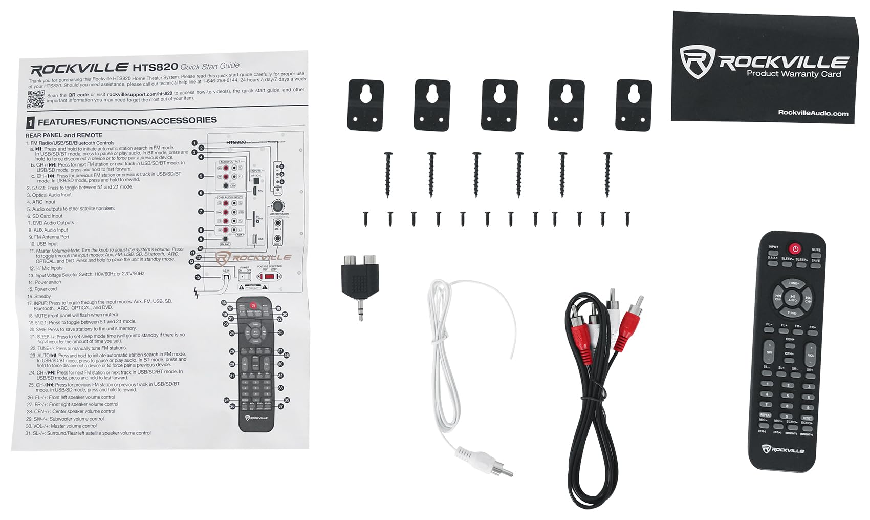 Rockville HTS820 1500W 5.1 Channel Home Theater System with 8